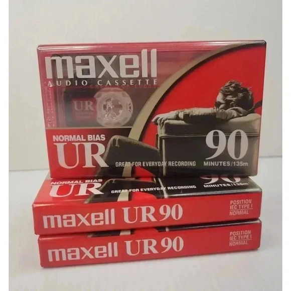 3 Maxell UR 90 Minute Normal Bias Blank Audio Cassette Tapes NEW SEALED - Picture 3 of 13